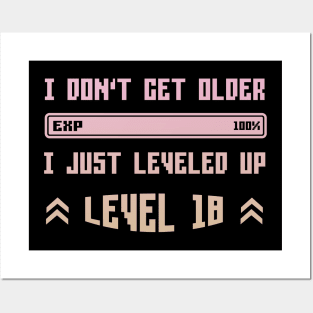 I Leveled Up 18th Birthday Funny Gamer Gaming Gift Idea Posters and Art